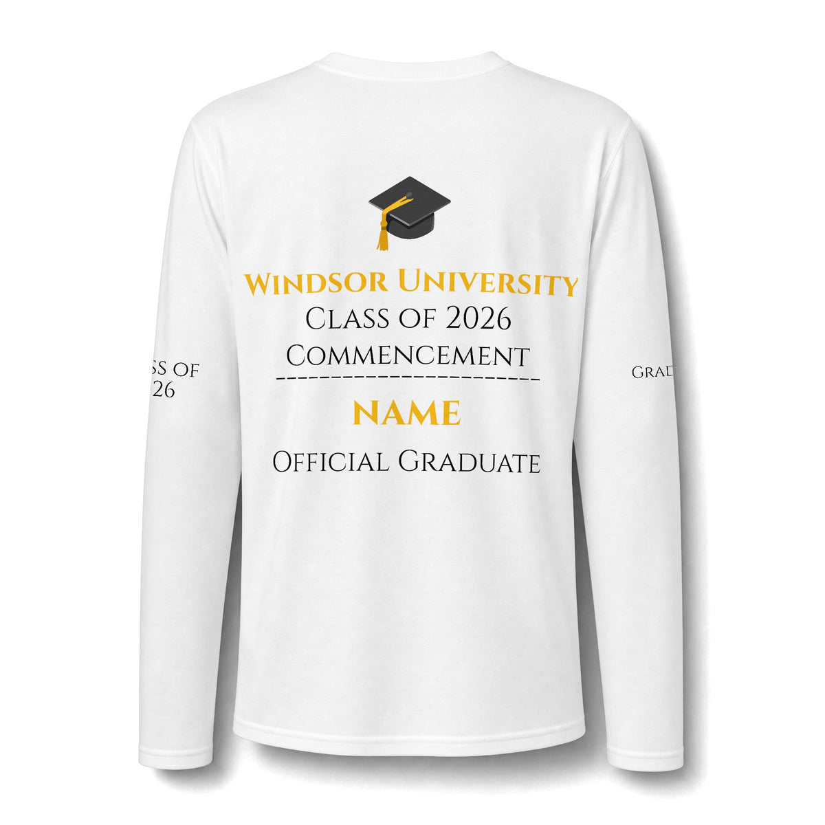 Windsor University Class of 2026 Long Sleeve T-Shirt — Commencement Graduate Shirt